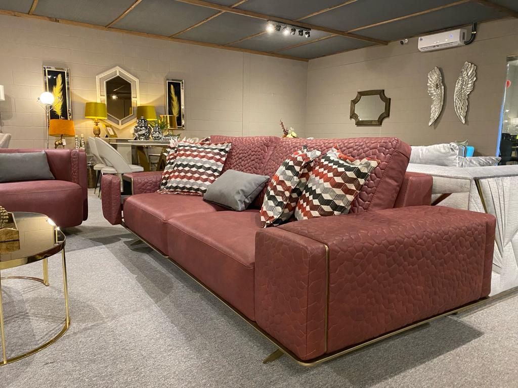 Lugano Sofa Set: Luxury and Style in  Maroon - Homesignature